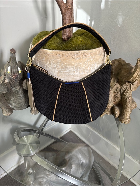 Rothy's Handbags - Rothy's Black Shoulder Bag with Tan Trim